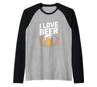 I Love Beer Brew Mug Grano Cheers Maglia con Maniche Raglan