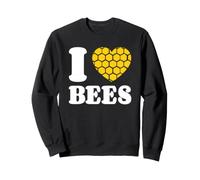 I Love Bees Cuore A Nido d'Ape Ventaglio Felpa