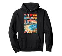 I Love Benidorm Spagna Vacanza al Mare Souvenir da Viaggio Felpa con Cappuccio