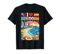 I Love Benidorm Spagna Vacanza al Mare Souvenir da Viaggio Maglietta