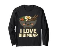 I Love Bibimbap Cartoon K-Food Amante Amore Coreano Cibo Maglia a Manica