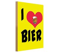 I Love Bier | Targa decorativa in legno in stile retrò per bar e casa | Ideale per amanti della birra e collezionisti | 30 cm x 40 cm