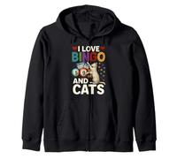 I Love Bingo And Cats Maglietta Divertente Gatto e Bingo Felpa con Cappuccio