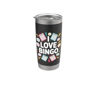 I Love Bingo Cards Chips Design Bicchiere termico in acciaio inox doppia parete