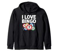 I Love Bingo Casual Divertimento Appassionato Espressione Felpa con Cappuccio
