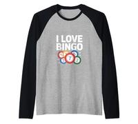 I Love Bingo Casual Divertimento Appassionato Espressione Maglia con Maniche Raglan