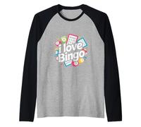 I Love Bingo Gioco Colorato Gioco Design Maglia con Maniche Raglan