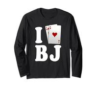I Love Blackjack Funny Casino Gioco d'azzardo Carte 21 Re Ace Maglia a Manica