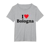 I Love Bologna Maglietta, Donna Plus-Size, Grigio Melange, 5X