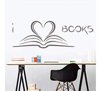 I Love Books - Adesivo da parete, adatto per la decorazione della sala studio, crea un'atmosfera di studio, 85 x 30 cm