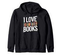 I Love Books - Libreria Colorata Felpa con Cappuccio
