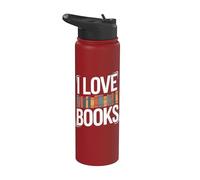 I Love Books - Libreria colorata Stainless Steel Insulated Water Bottle