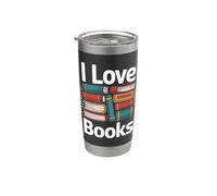 I Love Books Stack Appassionato di letteratura Bicchiere termico in acciaio inox doppia parete