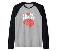 I Love Brains Divertente Neuroscienze Umorismo Maglia con Maniche Raglan