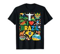 I Love Brazil Viaggio Souvenir Vacanze Radici Brasiliane Maglietta