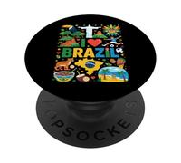 I Love Brazil Viaggio Souvenir Vacanze Radici Brasiliane PopSockets PopGrip Adesivo