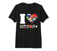 I Love BRICS+ con Bandiere - unità Internazionale Maglietta Premium