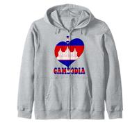I Love Cambodia Proud Cambodian Pride Cool Flag Design Cuore Felpa con Cappuccio