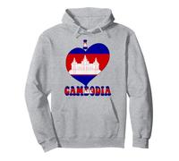 I Love Cambodia Proud Cambodian Pride Cool Flag Design Cuore Felpa con Cappuccio