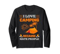 I Love Camping Because Hate People Hiking Camper Adventure Maglia a Manica