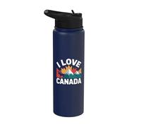 I Love Canada Montagna Alce Tramonto Stainless Steel Insulated Water Bottle