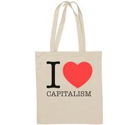I Love Capitalism Borsa Tote in Cotone Naturale Bianco