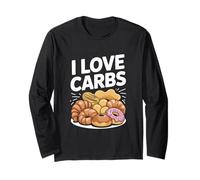 I Love Carbs Divertente Pasticceria Pane Umorismo Maglia a Manica