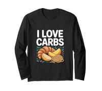I Love Carbs Pane Pasta Eccentrico Divertimento Maglia a Manica