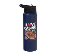 I Love Casino Roulette Chips Dadi Divertimento Stainless Steel Insulated Water Bottle
