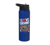I Love Casino Roulette Gioco d'azzardo Passione Stainless Steel Insulated Water Bottle