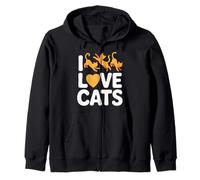 I Love Cats - Cuore felino giocoso Felpa con Cappuccio
