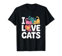 I Love Cats - Filato colorato a Forma di Cuore Maglietta