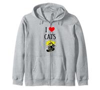 I Love Cats I Heart Cats Amante dei gatti Grande gatto Felino Pet Felpa con Cappuccio