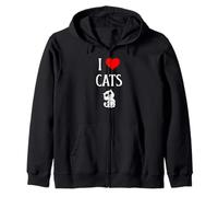 I Love Cats I Heart Cats Amante dei gatti Grande gatto Felino Pet Felpa con Cappuccio