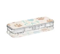 I Love Cats Paw Clear Plastic Pencil Box Double Deck Pencil Box per artigianato arte con coperchio