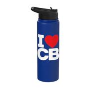 I Love CB Initials First Last Name Personalised Red Heart Stainless Steel Insulated Water Bottle