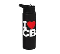 I Love CB Initials First Last Name Personalised Red Heart Stainless Steel Insulated Water Bottle