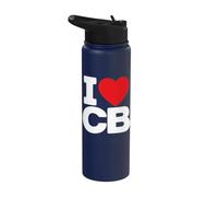 I Love CB Initials First Last Name Personalised Red Heart Stainless Steel Insulated Water Bottle