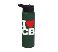 I Love CB Initials First Last Name Personalised Red Heart Stainless Steel Insulated Water Bottle