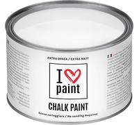I LOVE CHALK PAINT Colore Bianco Gesso 375 ml - Senza Carteggiare Colora Mobili, Pareti e Oggetti - Senza solventi e formaldeide - Inodore a base di acqua