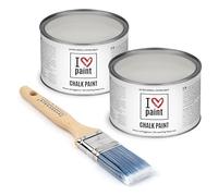 I Love Chalk Paint Pietra - Set Risparmio 2 Barattoli + Pennello - 750 ml totali - Vernice Effetto Gesso per Mobili - Chalk Paint Pittura Tutto Senza Carteggiare
