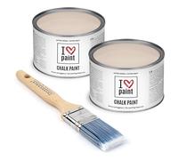 I Love Chalk Paint Rosa Antico - Set Risparmio 2 Barattoli + Pennello - 750 ml totali - Vernice Effetto Gesso per Mobili - Chalk Paint Pittura Tutto Senza Carteggiare