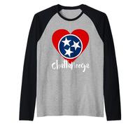 I Love Chattanooga TN - Cuore con Bandiera dello Stato Maglia con Maniche Raglan