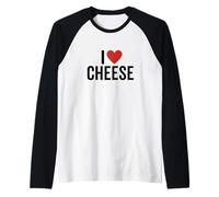 I Love Cheese Funny Foodie Amante del Formaggio Cheddar Maglia con Maniche Raglan