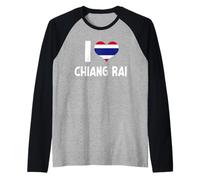 I Love Chiang Rai Thailandia Souvenir Thai Bandiera Cuore Maglia con Maniche Raglan