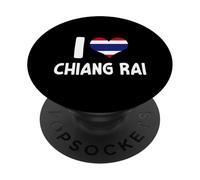I Love Chiang Rai Thailandia Souvenir Thai Bandiera Cuore PopSockets PopGrip Adesivo