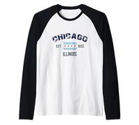 I Love Chicago, Chicago Graphic Design Tee, Chicago City Maglia con Maniche Raglan