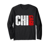 I Love Chicago, Chicago Map Graphic Design Tee, Chicago City Maglia a Manica