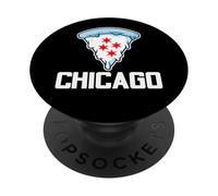 I Love Chicago, Deep Dish Delight: Cool Chicago Flag Pizza PopSockets PopGrip Adesivo