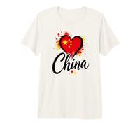 I Love China Vacation Bandiera a Forma di Cuore, Souvenir per Viaggi d'Affari Maglietta Premium